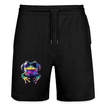 Frog Little Toad Tree Frog Frog Prince Frogs - Stanley/Stella Trainer Unisex Organic Jogging Shorts - black - Front - Nik (191cm) & Marisol (170cm)