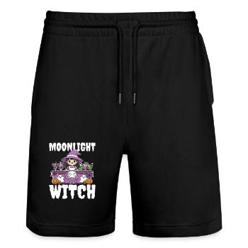 MOONLIGHT WITCH - WITCH HALLOWEEN - Stanley/Stella Trainer Unisex Organic Jogging Shorts - black - Front - Nik (191cm) & Marisol (170cm)