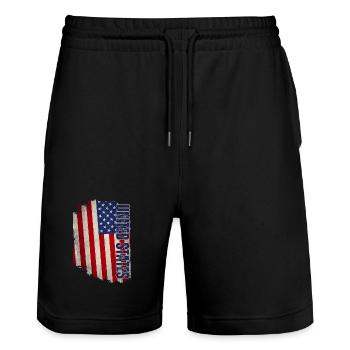 Drapeau des États-Unis, grunge vintage - Short de jogging bio TRAINER Stanley/Stella unisexe - noir - Devant - Nik (191cm) & Marisol (170cm)