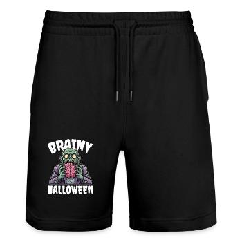 BRAINY HALLOWEEN - ZOMBIE HALLOWEEN - Short de jogging bio TRAINER Stanley/Stella unisexe - noir - Devant - Nik (191cm) & Marisol (170cm)