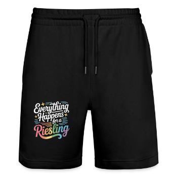 Wine Wine Drinker Everything Happens For A Riesling - Stanley/Stella Trainer Unisex Organic Jogging Shorts - black - Front - Nik (191cm) & Marisol (170cm)