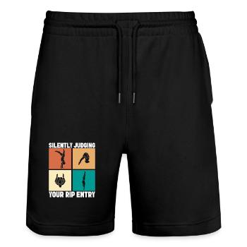 Plongeoir - Short de jogging bio TRAINER Stanley/Stella unisexe - noir - Devant - Nik (191cm) & Marisol (170cm)