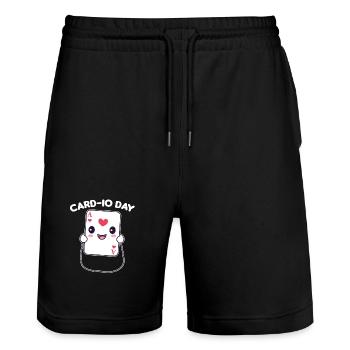 Card-io day Card game Word game with sports - Stanley/Stella Trainer Unisex Organic Jogging Shorts - black - Front - Nik (191cm) & Marisol (170cm)