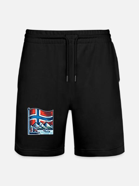 Norway Fishing Boat - Stanley/Stella Trainer Unisex Organic Jogging Shorts - black