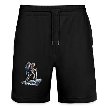 Bergsteigen Wandern - Stanley/Stella Unisex Bio Joggingshorts Trainer  - Schwarz - Vorne - Nik (191cm) & Marisol (170cm)