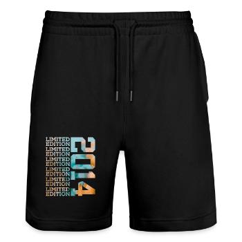 LIMITED EDITION 2014 12 JAHRE 12. GEBURTSTAG - Stanley/Stella Unisex Bio Joggingshorts Trainer  - Schwarz - Vorne - Nik (191cm) & Marisol (170cm)