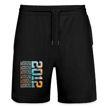 LIMITED EDITION 2012 14 YEARS 14TH BIRTHDAY - Stanley/Stella Trainer Unisex Organic Jogging Shorts - black - Front - Nik (191cm) & Marisol (170cm)
