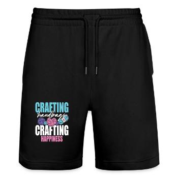 Häkeln Stricken - Stanley/Stella Unisex Bio Joggingshorts Trainer  - Schwarz - Vorne - Nik (191cm) & Marisol (170cm)