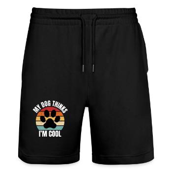 my dog thinks I'm cool - Stanley/Stella Unisex Bio Joggingshorts Trainer  - Schwarz - Vorne - Nik (191cm) & Marisol (170cm)