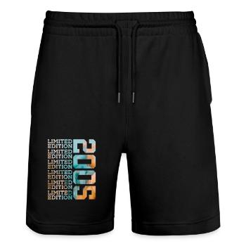 LIMITED EDITION 2005 21 JAHRE 21. GEBURTSTAG - Stanley/Stella Unisex Bio Joggingshorts Trainer  - Schwarz - Vorne - Nik (191cm) & Marisol (170cm)