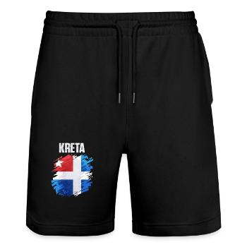 Colorful Scandinavian Flag Art - Stanley/Stella Trainer Unisex Organic Jogging Shorts - black - Front - Nik (191cm) & Marisol (170cm)