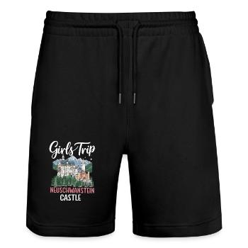 Girls Trip Neuschwanstein Castle - Stanley/Stella Unisex Bio Joggingshorts Trainer  - Schwarz - Vorne - Nik (191cm) & Marisol (170cm)