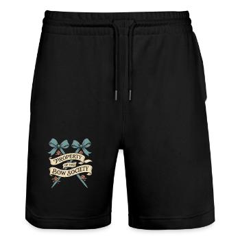 Coquette Ästhetik Schleifenmuster Girly Pastell - Stanley/Stella Unisex Bio Joggingshorts Trainer  - Schwarz - Vorne - Nik (191cm) & Marisol (170cm)