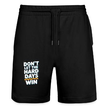 Dont Let The Hard Days Win - Stanley/Stella Trainer Unisex Organic Jogging Shorts - black - Front - Nik (191cm) & Marisol (170cm)