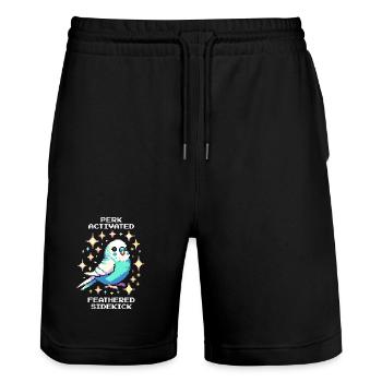 Avantage actif : Acolyte à plumes | Perruche - Short de jogging bio TRAINER Stanley/Stella unisexe - noir - Devant - Nik (191cm) & Marisol (170cm)
