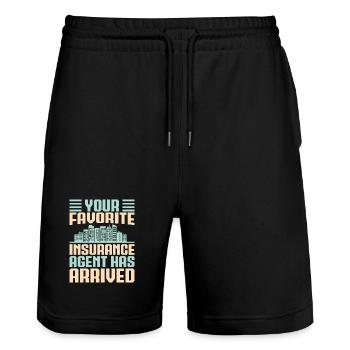 Insurance Agent Your Favorite Arrived Funny - Stanley/Stella Unisex Bio Joggingshorts Trainer  - Schwarz - Vorne - Nik (191cm) & Marisol (170cm)