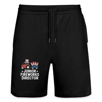 Junior Fireworks Director 4th Of July - Stanley/Stella Unisex Bio Joggingshorts Trainer  - Schwarz - Vorne - Nik (191cm) & Marisol (170cm)
