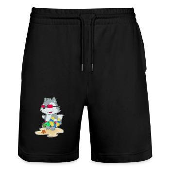 Wolf Strand Swim Ring Summer - Stanley/Stella Trainer Unisex Organic Jogging Shorts - black - Front - Nik (191cm) & Marisol (170cm)