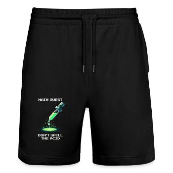 Main Quest: Don't Spill Acid | Laboratory - Stanley/Stella Trainer Unisex Organic Jogging Shorts - black - Front - Nik (191cm) & Marisol (170cm)