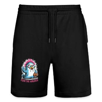 Walross Punk Rocker Halloween  - Stanley/Stella Unisex Bio Joggingshorts Trainer  - Schwarz - Vorne - Nik (191cm) & Marisol (170cm)