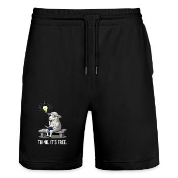 Thinking Sheep - Freedom - Stanley/Stella Trainer Unisex Organic Jogging Shorts - black - Front - Nik (191cm) & Marisol (170cm)