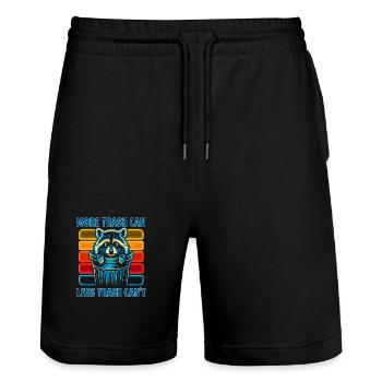 Raccoon Saying Garbage Humor Funny Gift Idea - Stanley/Stella Trainer Unisex Organic Jogging Shorts - black - Front - Nik (191cm) & Marisol (170cm)