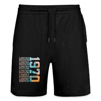 LIMITED EDITION 1970 56 JAHRE 56. GEBURTSTAG - Stanley/Stella Unisex Bio Joggingshorts Trainer  - Schwarz - Vorne - Nik (191cm) & Marisol (170cm)