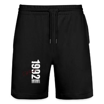 35th birthday Original September 1992 - Stanley/Stella Trainer Unisex Organic Jogging Shorts - black - Front - Nik (191cm) & Marisol (170cm)