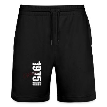 50th birthday Original September 1975 - Stanley/Stella Trainer Unisex Organic Jogging Shorts - black - Front - Nik (191cm) & Marisol (170cm)