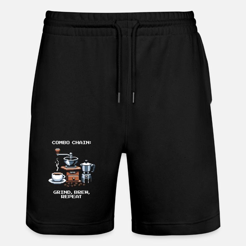 Combo chain: Grind, Brew, Repeat | Coffee - Stanley/Stella Trainer Unisex Organic Jogging Shorts - black