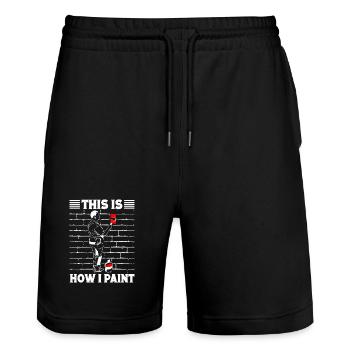 House Painter Hilarious Designs Unique Gifts - Stanley/Stella Trainer Unisex Organic Jogging Shorts - black - Front - Nik (191cm) & Marisol (170cm)