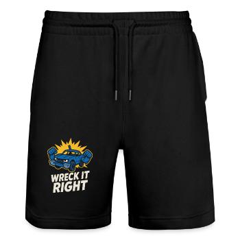Demolition Derby Fan Pit Crew Crash Driver Fair - Stanley/Stella Unisex Bio Joggingshorts Trainer  - Schwarz - Vorne - Nik (191cm) & Marisol (170cm)