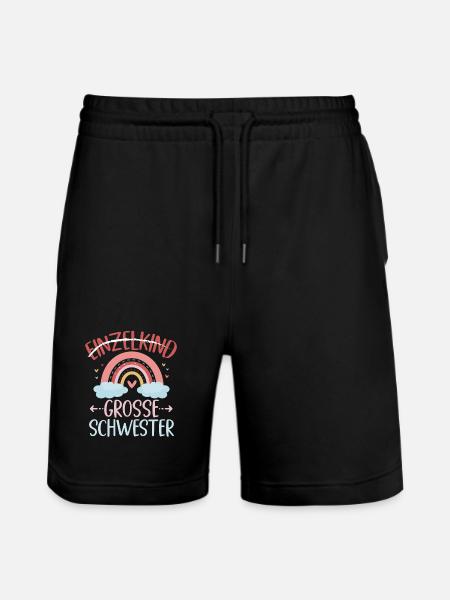 Big Sister Rainbow Sibling Baby - Stanley/Stella Trainer Unisex Organic Jogging Shorts - black