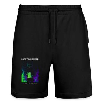 I Ate Your Snack Creepy Anime Phonk Design - Stanley/Stella Unisex Bio Joggingshorts Trainer  - Schwarz - Vorne - Nik (191cm) & Marisol (170cm)