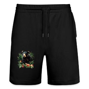 Sun Bear Malaienbär - Stanley/Stella Unisex Bio Joggingshorts Trainer  - Schwarz - Vorne - Nik (191cm) & Marisol (170cm)