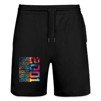 LIMITED EDITION 2001 25 YEARS 25TH BIRTHDAY - Stanley/Stella Trainer Unisex Organic Jogging Shorts - black - Front - Nik (191cm) & Marisol (170cm)