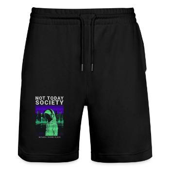Not Today Society Phonk Music Aesthetic Edgy - Stanley/Stella Unisex Bio Joggingshorts Trainer  - Schwarz - Vorne - Nik (191cm) & Marisol (170cm)