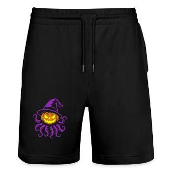 Octopumpkin - Gruseliger Kürbis mit Tentakeln - Stanley/Stella Unisex Bio Joggingshorts Trainer  - Schwarz - Vorne - Nik (191cm) & Marisol (170cm)