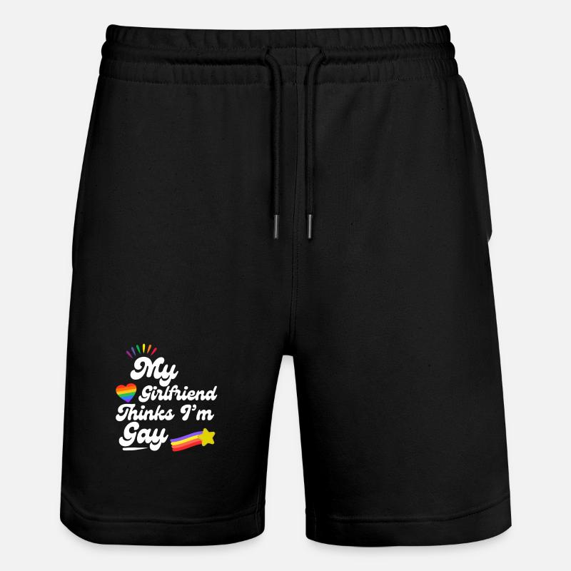 Rainbow Pride Heart Keepsake Design - Stanley/Stella Trainer Unisex Organic Jogging Shorts - black