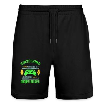 Only Child Complete - Loading Big Brother 2026 - Stanley/Stella Trainer Unisex Organic Jogging Shorts - black - Front - Nik (191cm) & Marisol (170cm)