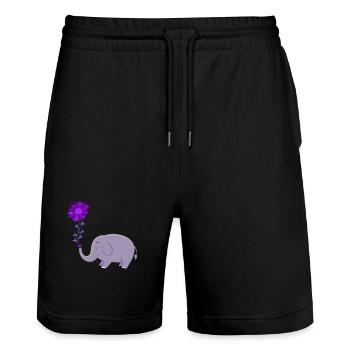 Mignon éléphant fleur magie - Short de jogging bio TRAINER Stanley/Stella unisexe - noir - Devant - Nik (191cm) & Marisol (170cm)