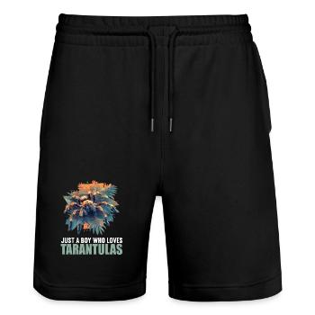 Tarantulas Tarantula - Stanley/Stella Trainer Unisex Organic Jogging Shorts - black - Front - Nik (191cm) & Marisol (170cm)