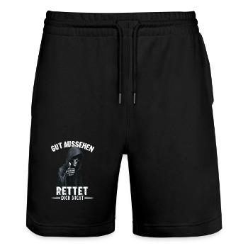 Tod Sensenmann gut aussehen rettet dich nicht - Stanley/Stella Unisex Bio Joggingshorts Trainer  - Schwarz - Vorne - Nik (191cm) & Marisol (170cm)