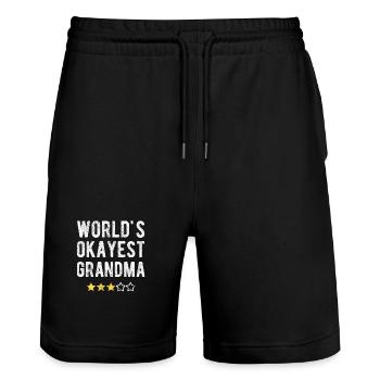 World’s Okayest Grandma Witziger Oma Spruch - Stanley/Stella Unisex Bio Joggingshorts Trainer  - Schwarz - Vorne - Nik (191cm) & Marisol (170cm)