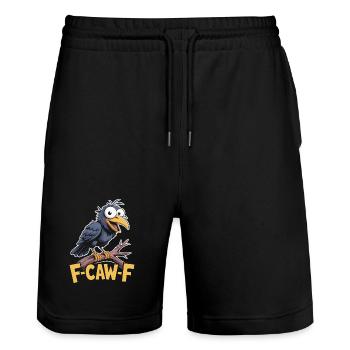 F-Caw-F Meme Krähe - Stanley/Stella Unisex Bio Joggingshorts Trainer  - Schwarz - Vorne - Nik (191cm) & Marisol (170cm)