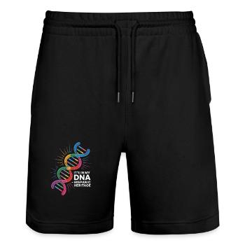 Its In My DNA Hispanic Heritage Latino Stolz - Stanley/Stella Unisex Bio Joggingshorts Trainer  - Schwarz - Vorne - Nik (191cm) & Marisol (170cm)