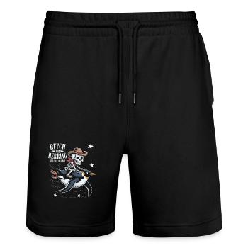 Bone Cowboy Penguin Motif - Stanley/Stella Trainer Unisex Organic Jogging Shorts - black - Front - Nik (191cm) & Marisol (170cm)