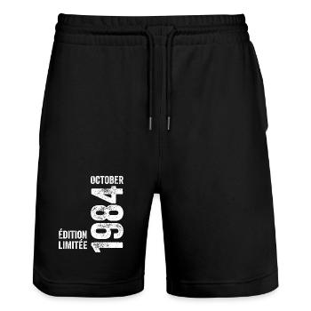 Legends October 1984 Vintage October 1984 Retro - Stanley/Stella Trainer Unisex Organic Jogging Shorts - black - Front - Nik (191cm) & Marisol (170cm)