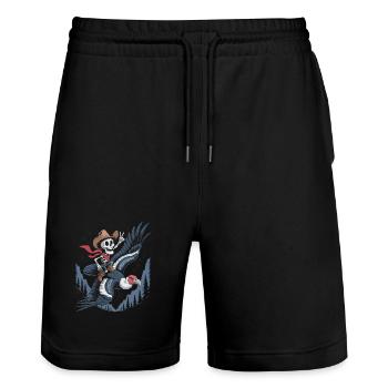 Skelett reitet Geier - Stanley/Stella Unisex Bio Joggingshorts Trainer  - Schwarz - Vorne - Nik (191cm) & Marisol (170cm)
