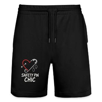 Piercing Addict Body Mod Enthusiast - Stanley/Stella Trainer Unisex Organic Jogging Shorts - black - Front - Nik (191cm) & Marisol (170cm)